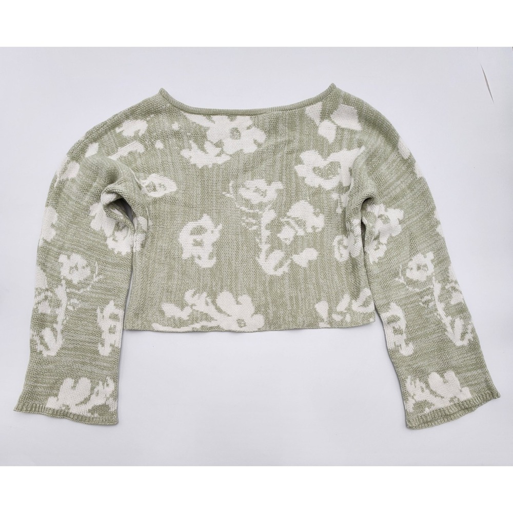 WILLOW ROOT WOMENS KNIT CROPPED SWEAT XS FLORAL CROPPED